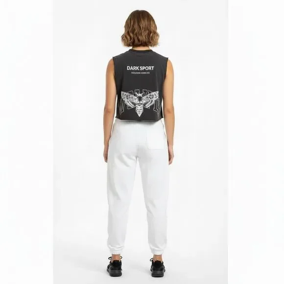 Darc Sport SHE 203/500 Death Moth Cropped Muscle Tank Top Women Small Oversized - Picture 1 of 14